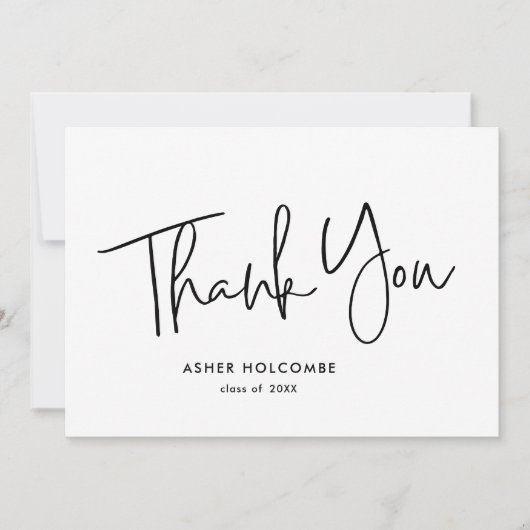 Modernes Skript Einfaches Abschluss Dankeskarte (Vorderseite)