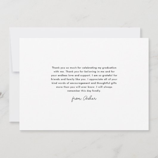 Modernes Skript Einfaches Abschluss Dankeskarte (Rückseite)