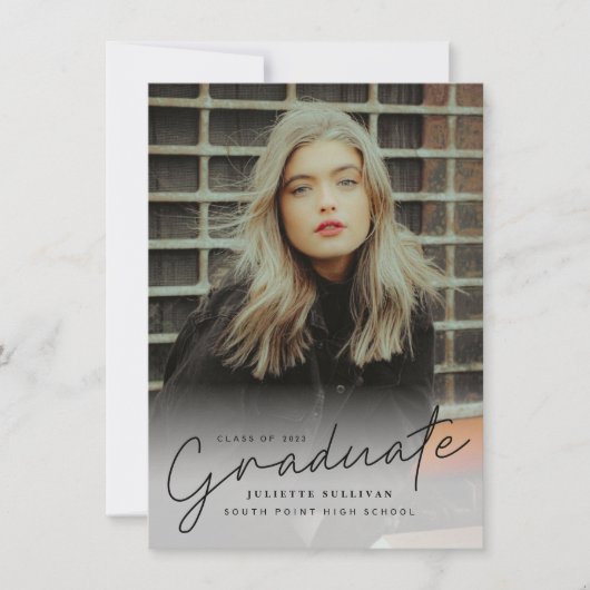 Modernes Skript Einfaches Foto Abschluss (Vorderseite)