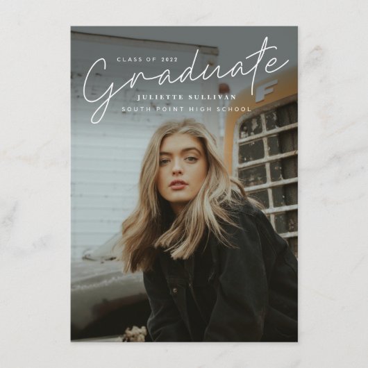 Modernes Skript Einfaches Foto Abschluss (Vorderseite)