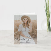 Modernes Skript Einfaches Foto Abschluss Dankeskarte (Vorderseite)