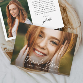 Modernes Skript Einfaches Foto Abschluss Dankeskarte