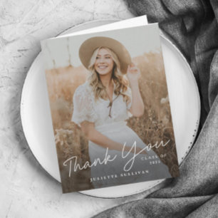 Modernes Skript Einfaches Foto Abschluss Dankeskarte