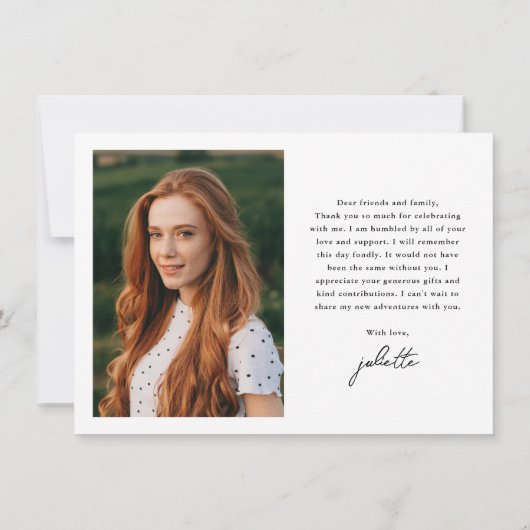 Modernes Skript Einfaches Foto Abschluss Dankeskarte (Rückseite)