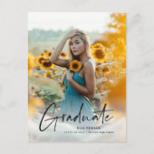 Modernes Skript Einfaches Foto Abschluss Einladungspostkarte (Vorderseite)