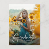 Modernes Skript Einfaches Foto Abschluss Einladungspostkarte (Vorderseite)