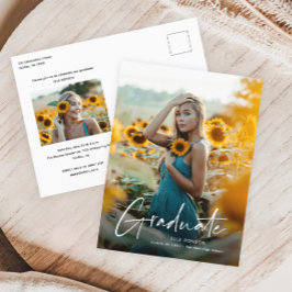 Modernes Skript Einfaches Foto Abschluss Einladungspostkarte