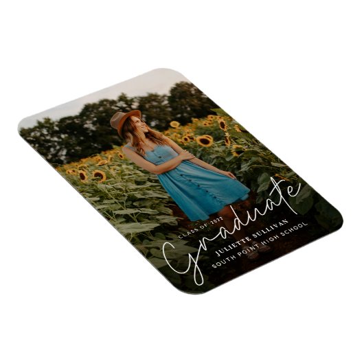 Modernes Skript Einfaches Foto Abschluss Magnet (Rechte Seite)