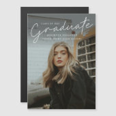 Modernes Skript Einfaches Foto Abschluss Magneteinladung (Vorne/Hinten)