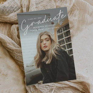 Modernes Skript Einfaches Foto Abschluss Magneteinladung