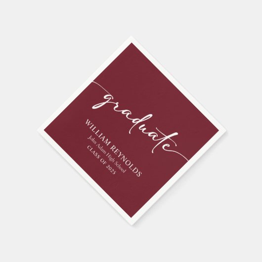 Modernes Skript Einfaches Foto Abschluss Serviette (Ecke)