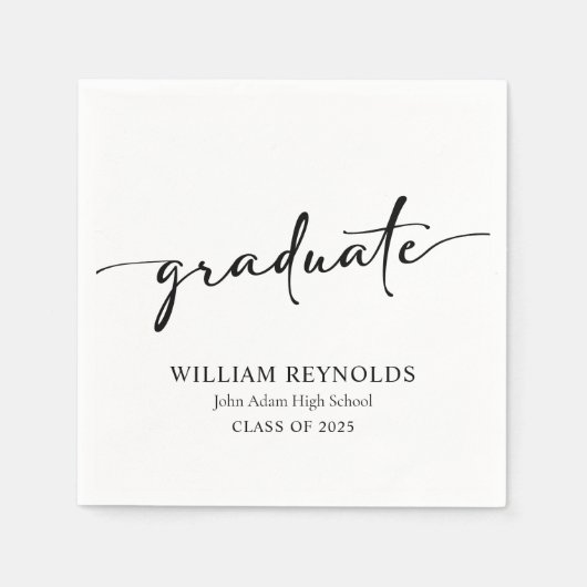 Modernes Skript Einfaches Foto Abschluss Serviette (Vorderseite)