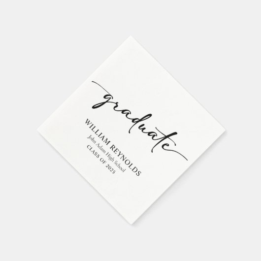 Modernes Skript Einfaches Foto Abschluss Serviette (Ecke)