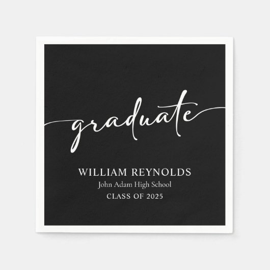 Modernes Skript Einfaches Foto Abschluss Serviette (Vorderseite)