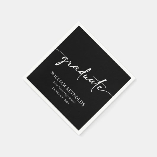 Modernes Skript Einfaches Foto Abschluss Serviette (Ecke)