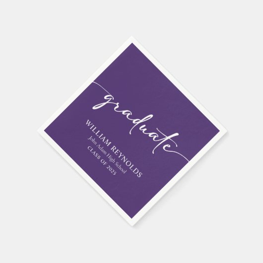 Modernes Skript Einfaches Foto Abschluss Serviette (Ecke)