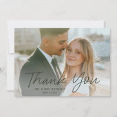 Modernes Skript Einfaches Foto Hochzeit Dankeskarte (Vorderseite)