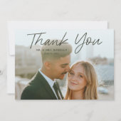 Modernes Skript Einfaches Foto Hochzeit Dankeskarte (Vorderseite)