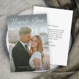 Modernes Skript Einfaches Foto Hochzeit Dankeskarte