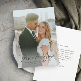Modernes Skript Einfaches Foto Hochzeit Dankeskarte