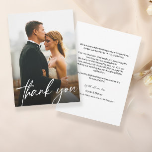 Modernes Skript Einfaches Foto Hochzeit Dankeskarte