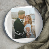 Modernes Skript Einfaches Foto Hochzeit Dankeskarte