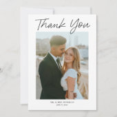 Modernes Skript Einfaches Foto Hochzeit Dankeskarte (Vorderseite)