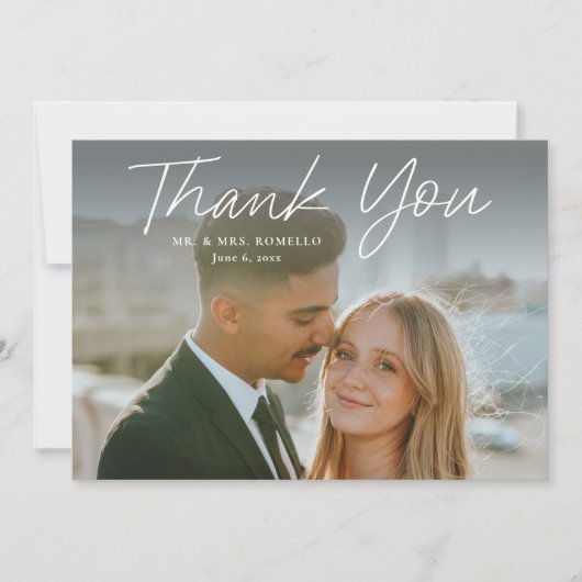 Modernes Skript Einfaches Foto Hochzeit Vielen Dan Einladung (Vorderseite)