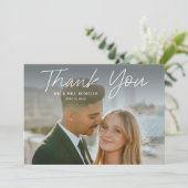 Modernes Skript Einfaches Foto Hochzeit Vielen Dan Einladung (Stehend Vorderseite)