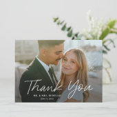 Modernes Skript Einfaches Foto Hochzeit Vielen Dan Einladung (Stehend Vorderseite)