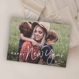 Modernes Skript Einfaches Foto Neujahr Feiertagskarte