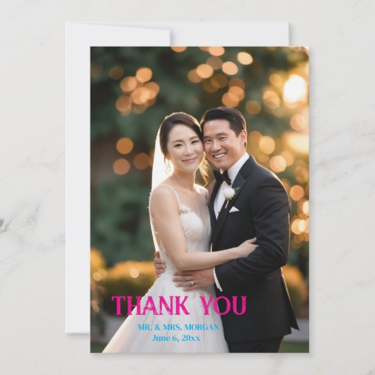 Modernes Skript Einfaches Hochzeitsskript für Foto Dankeskarte (Vorderseite)