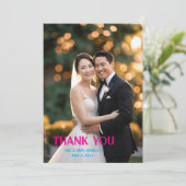 Modernes Skript Einfaches Hochzeitsskript für Foto Dankeskarte (Stehend Vorderseite)
