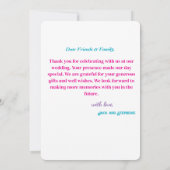 Modernes Skript Einfaches Hochzeitsskript für Foto Dankeskarte (Rückseite)