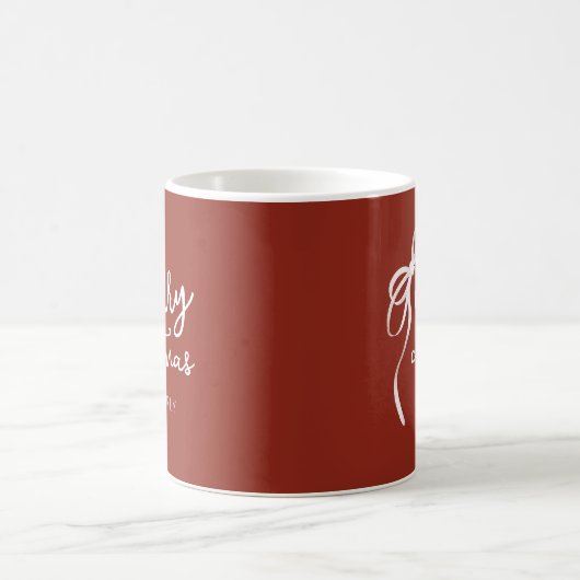Modernes Skript Elegant Bow Red Frohe Weihnachten Kaffeetasse (Mittel)