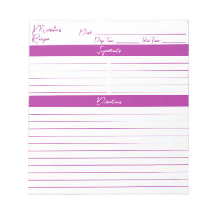 Modernes Skript Elegante Dark Pink Rezepte Notizblock