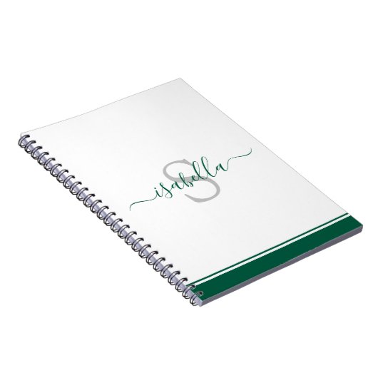 Modernes Skript Elegante Monogram Emerald Green Notizblock (Rechte Seite)