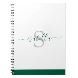Modernes Skript Elegante Monogram Emerald Green Notizblock