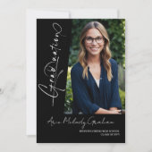 Modernes Skript-Foto-Abschluss Einladung (Vorderseite)