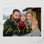 Modernes Skript-Foto Folien Feiertagspostkarte (Vorderseite)