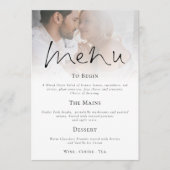 Modernes Skript-Foto-Hochzeitmenü Einladung (Vorderseite)