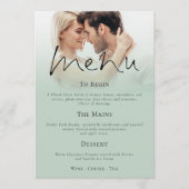 Modernes Skript-Foto-Menü "Grün" Einladung (Vorderseite)