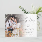 Modernes Skript-Foto-Overlay QR-Code Hochfahren Save The Date (Stehend Vorderseite)