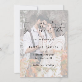 Modernes Skript-Foto-Overlay QR-Code Hochfahren Save The Date