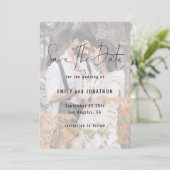 Modernes Skript-Foto-Overlay QR-Code Hochfahren Save The Date (Stehend Vorderseite)