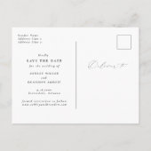 Modernes Skript-Foto Save the Date Postkarte (Rückseite)