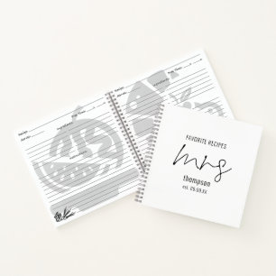 Modernes Skript Frau Name Datum Bride, um Rezept n Notizblock