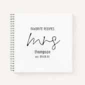Modernes Skript Frau Name Datum Bride, um Rezept n Notizblock (Vorderseite)