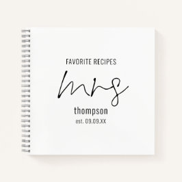 Modernes Skript Frau Name Datum Bride, um Rezept n Notizblock