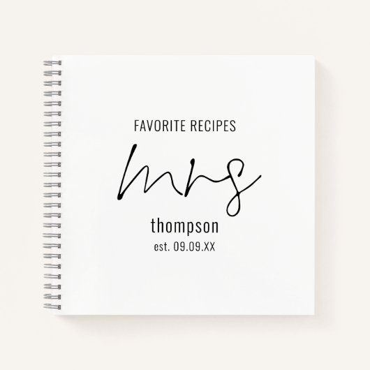 Modernes Skript Frau Name Datum Bride, um Rezept n Notizblock (Vorderseite)